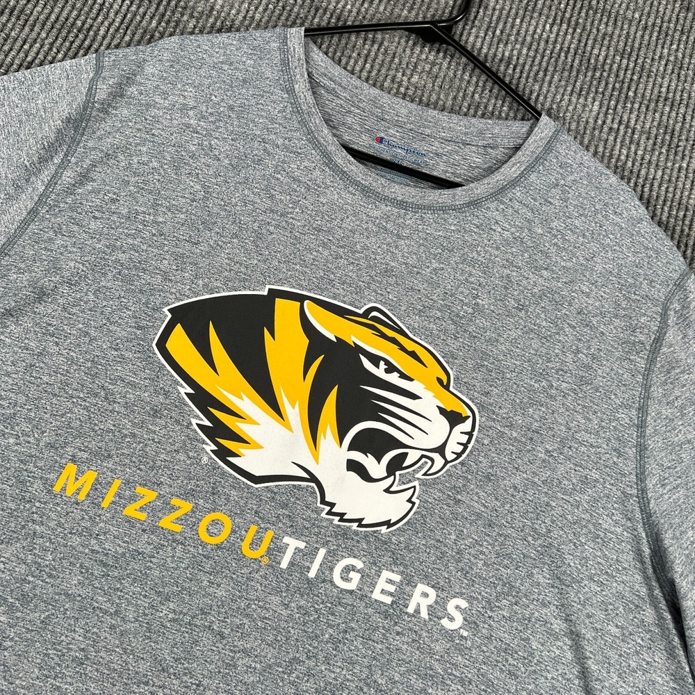 Missouri Tigers Mizzou Shirt Mens 2XL XXL Gray Short Sleeve Football SEC NCAA